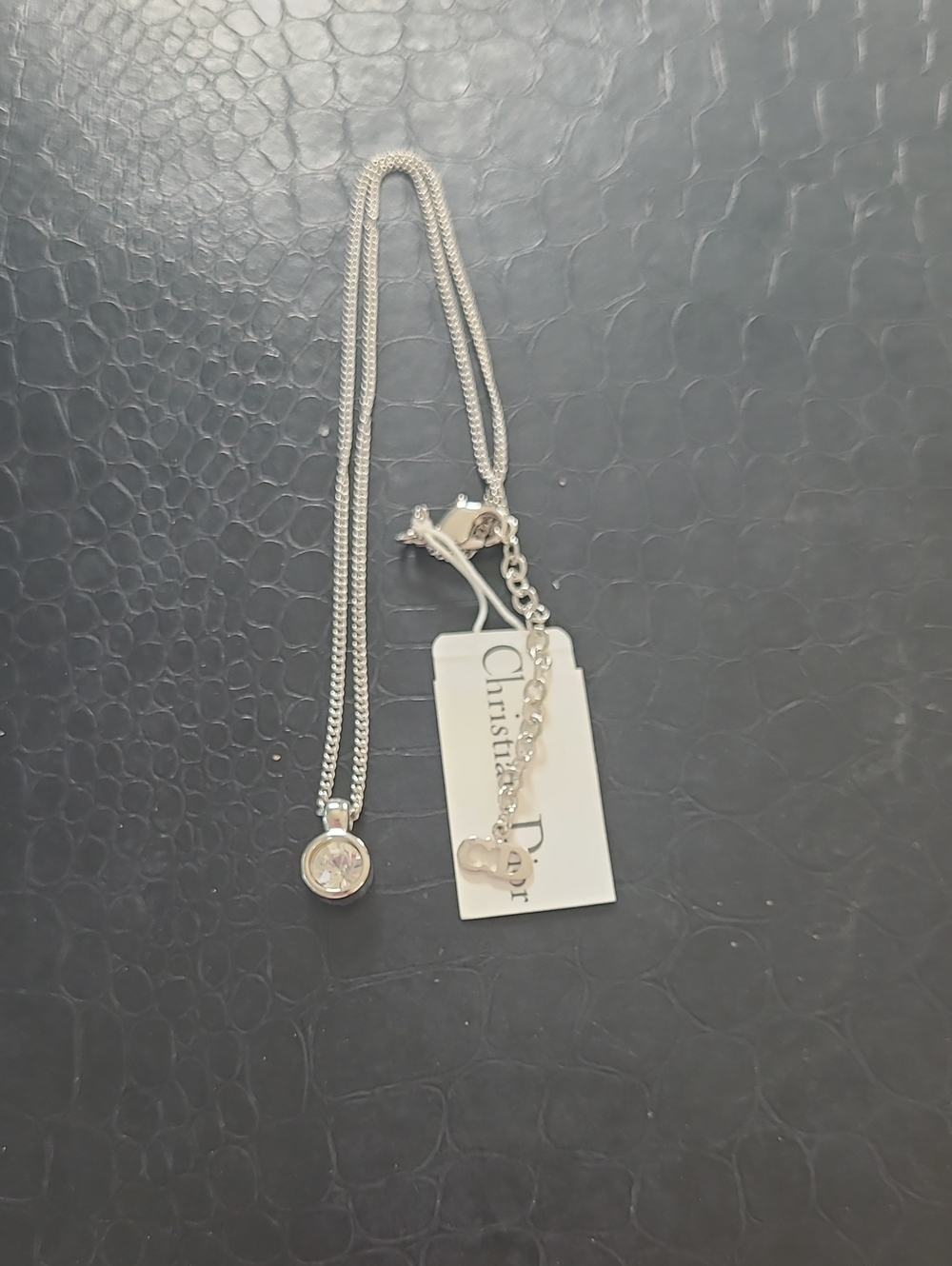 Dior Silver Crystal Pendant Necklace - Silver